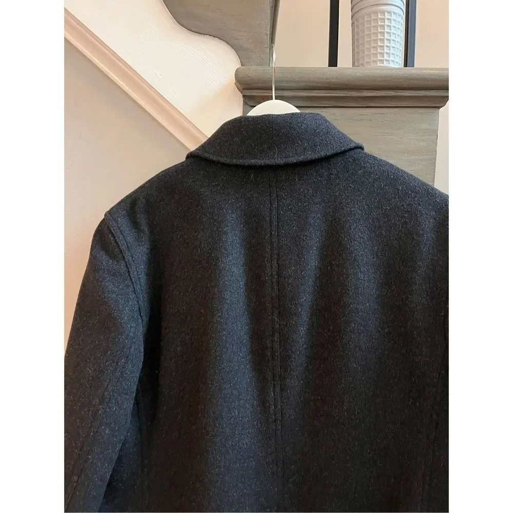 J. Crew Charcoal Wool Cashmere Blend A-Line Pea Coat sz M EUC - Picture 8 of 11
